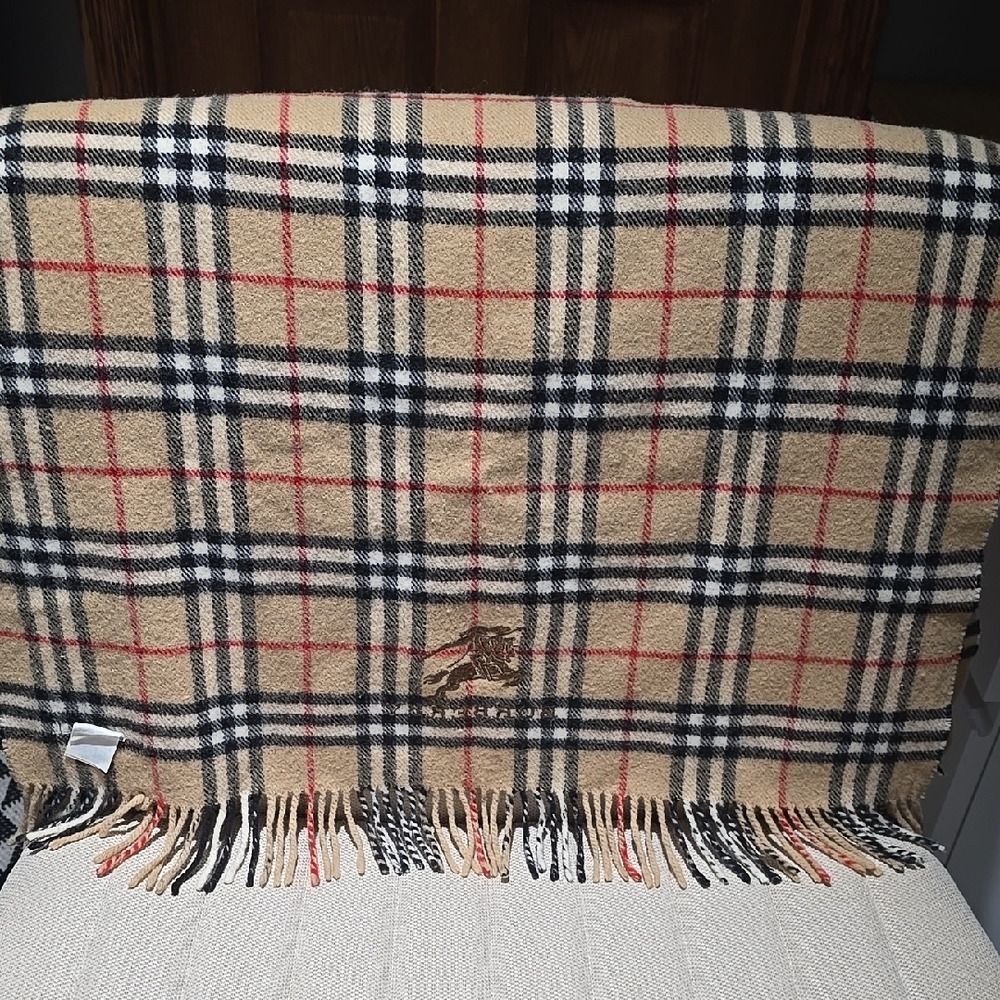 Burberry Beige Checkered Scarf